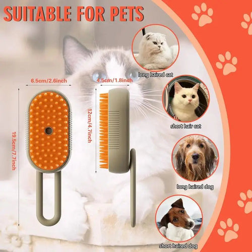 Spazzola a vapore Sajishop per animali domestici, strumento per rimuovere il pelo di gatti e cani durante la toelettatura