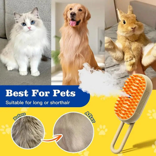 Spazzola a vapore Sajishop per animali domestici, rimuove pelo di gatto e cane, ideale per toelettatura e cura del pelo.